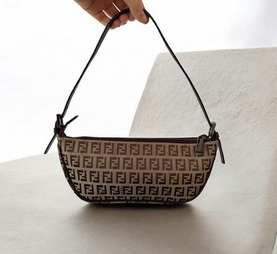 Fendi Vintage Zucchino Canvas Pochette Bag | eBay