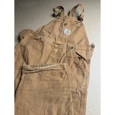 Carhartt Kids Brown Duck Canvas Double Front Bib Overalls Size 5 Distressed