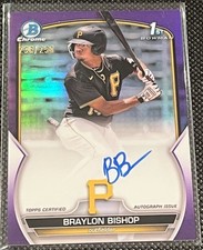 2023 1st Bowman Purple Refractor Auto /250 BRAYLON BISHOP - Pittsburgh Pirates