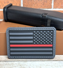 PVC Tactical Morale Patch - USA Thin Red Line Reverse Flag Patch - Firefighter