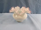 Fenton Milk Crest Pink Rose Crest Rose Bowl Vase 3 3/4" Tall