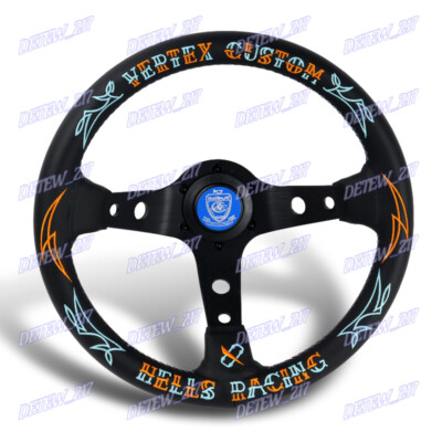 330mm Custom Vertx Leather 3'' Deep Dish Embroidery Steering Wheel For OMP