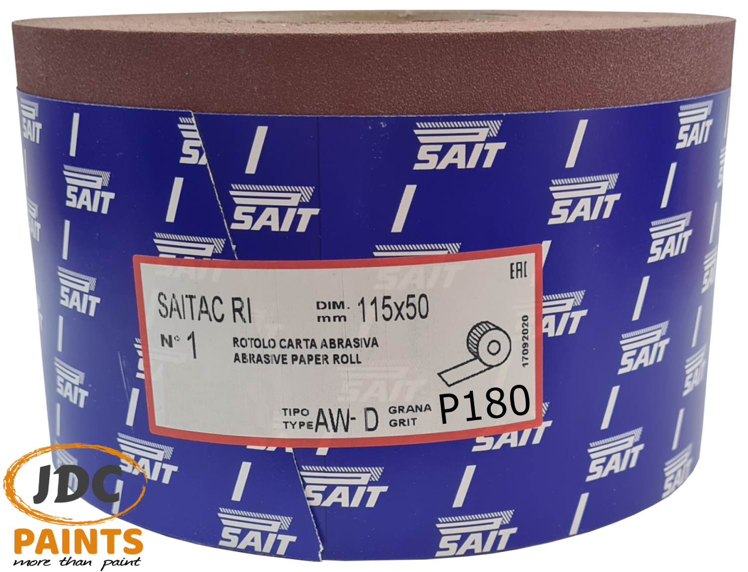SAIT Abrasive Red Oxide Sandpaper 50m Sanding Roll P80 for sale online