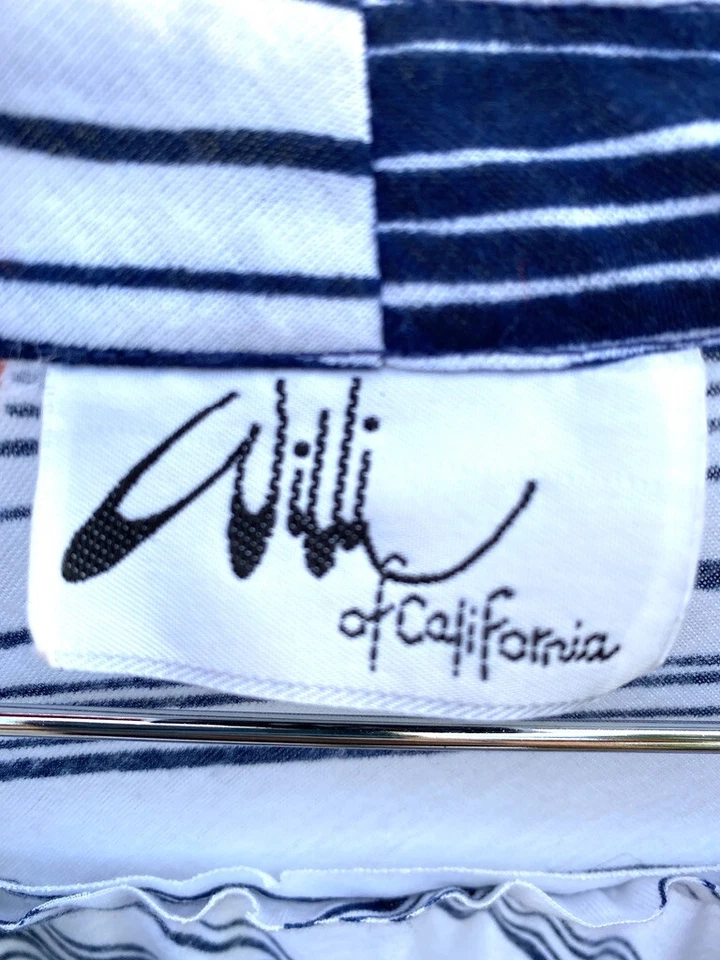 复古 20 世纪 70 年代 Willi of California 针织连衣裙 Mod 花卉红色白色蓝色/红色腰带 M — 第 3/4 张图片