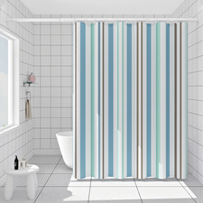 Striped Shower Curtain Waterproof Thicken Hotel Bath Curtain with Hook Home Chic