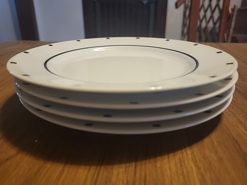 4 Sasaki Metropolis Black David Ehrenreich Salad Plates 1986 Japan 7-3/4" - Picture 2 of 3