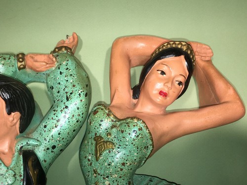 UNIVERSAL STATUARY CO. CHICAGO 1954 Dancers Wall Decor Spanish Ballet Chalkware - Picture 6 of 21