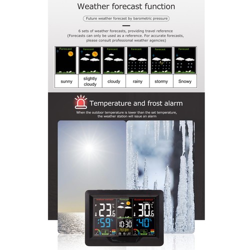 Wireless Clock Weather Station Touchscreen Digital Calendar Thermometer Guage - Picture 9 of 9