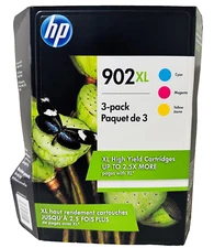 New Genuine HP 902XL Cyan Magenta Yellow 3PK Ink Cartridges