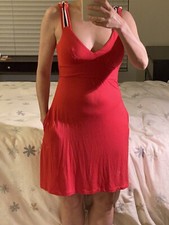 Guess Jeans Coral red orange sleeveless Mini Dress with pockets XS