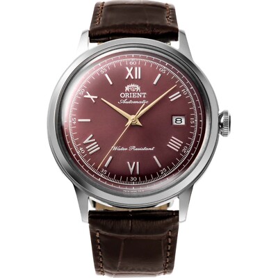 Orient Bambino Classic Bordeaux Dial Leather Strap Men s Watch RA-AC0026R30B