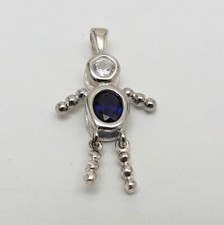 New Sterling Silver Sapphire CZ September Birthstone Little Boy Charm Pendant