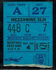 1969 BASKETBALL TICKET KNICKS PISTONS PHIL JACKSON DAVE BING/FRAZIER/WILLIS REED