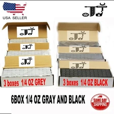 6BOX 1/4 OZ GRAY AND BLACK WHEEL WEIGHTS STICK-ON ADHESIVE TAPE 54 LBS LEAD-FREE