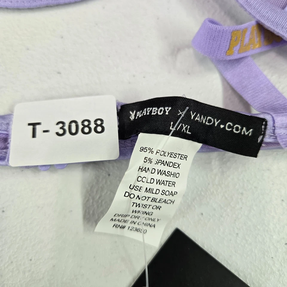 Sutiã Playboy x Yandy Feminino Grande Extra Grande Roxo Transparente Sem Forro Logotipo com Aro Novo com etiquetas - Imagem 2 de 4