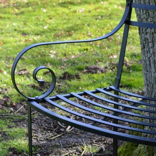 Stunning Wrought Iron Arched Garden Full Tree Seat in Black - Picture 4 of 4