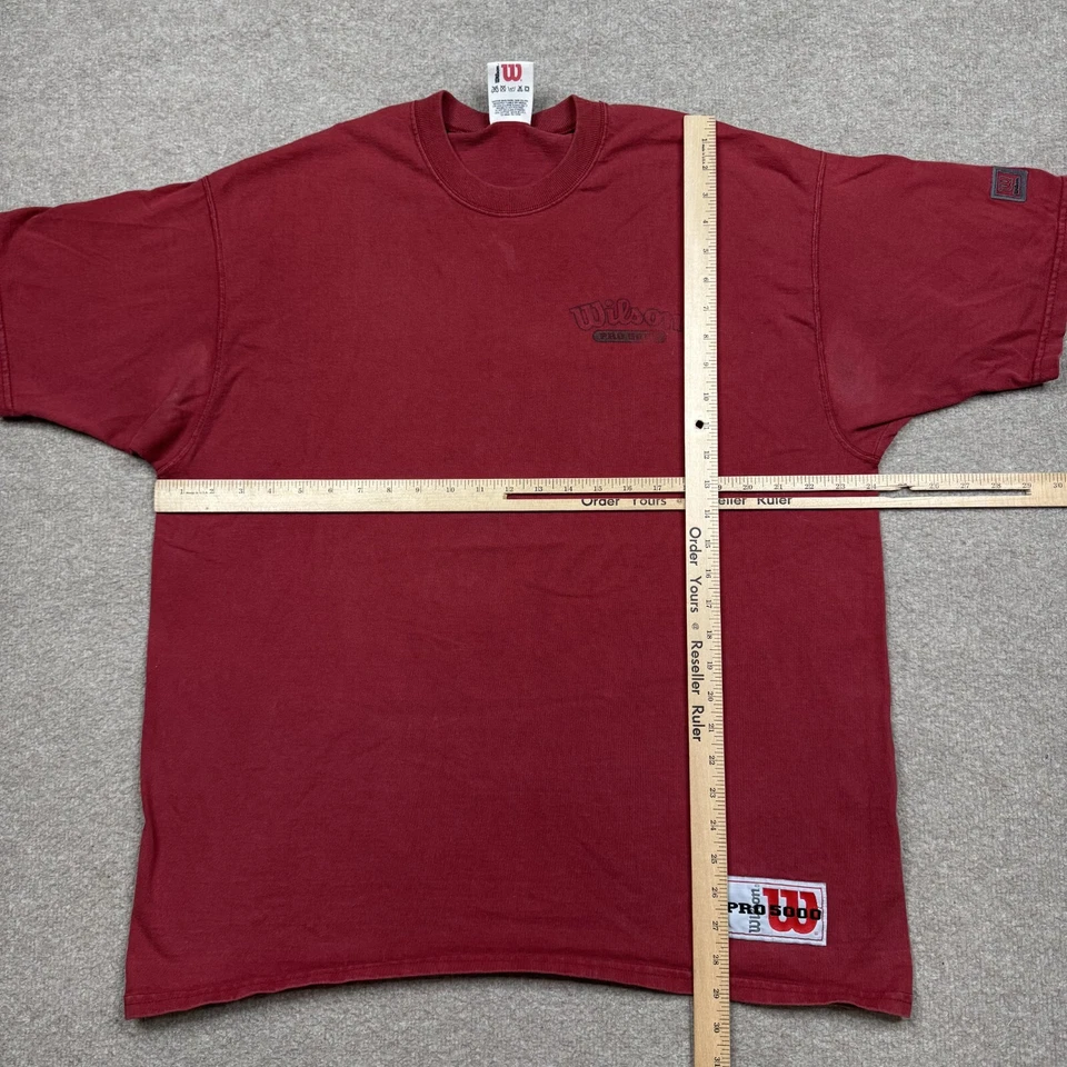 Wilson 男式衬衫 XL 码红色短袖运动装复古 90 年代 T 恤 — 第 3/4 张图片