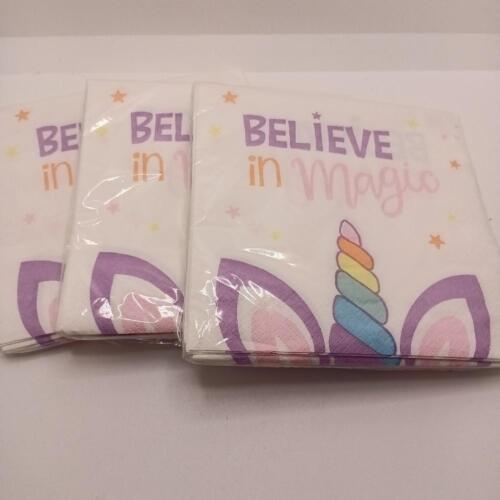 3 pks MAGIC UNICORN LUNCH NAPKINS (16) ~ Birthday Party Supplies Serviettes