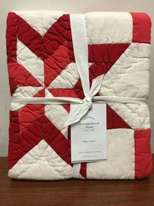 New Pottery Barn Star Patchwork Quilted King Pillow Sham Cotton