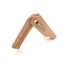 Customize Logo-Beech wood Comb Folding Pocket Size Comb Beard Care comb hair