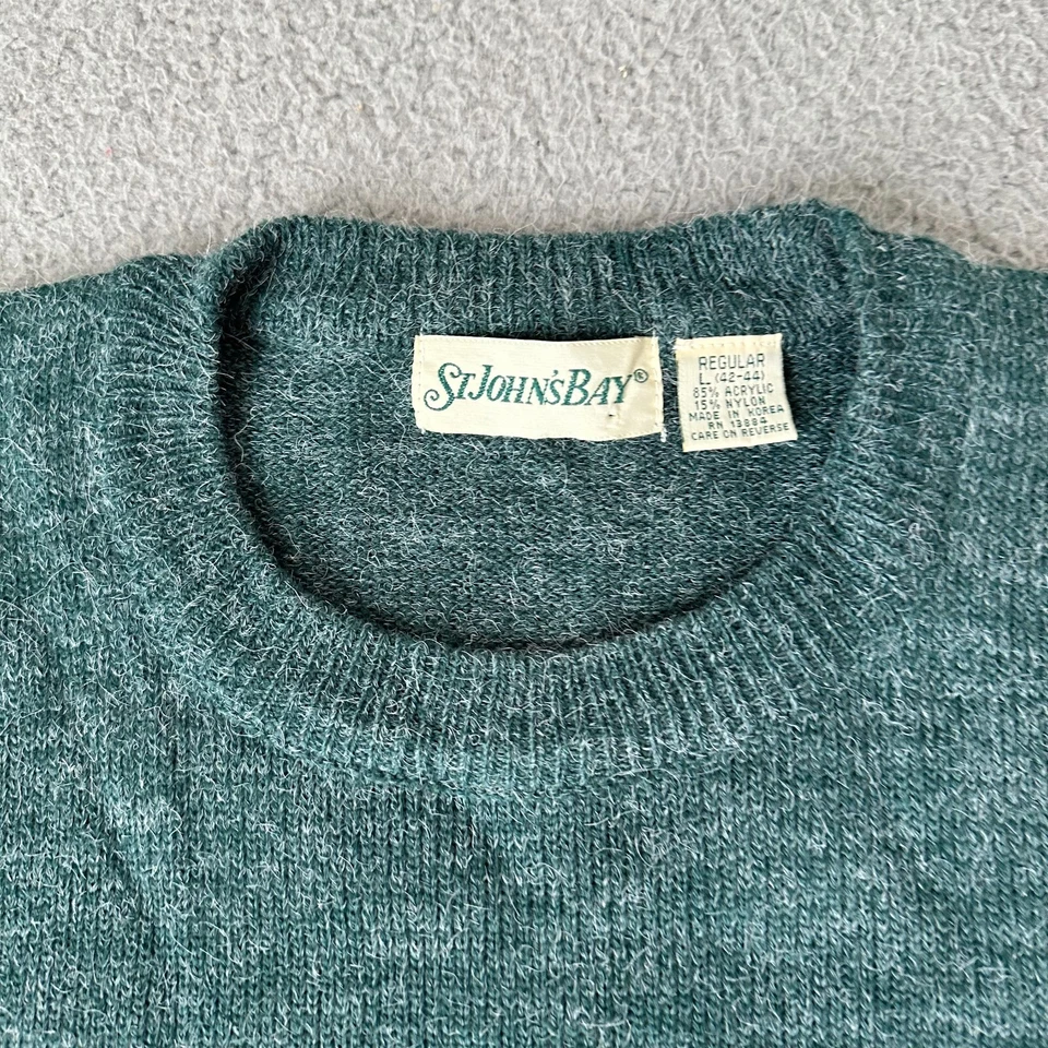 Suéter Vintage St Johns Bay Adulto Grande Verde Vermelho Ilha Justa Diamante Anos 80 Masculino - Imagem 3 de 4
