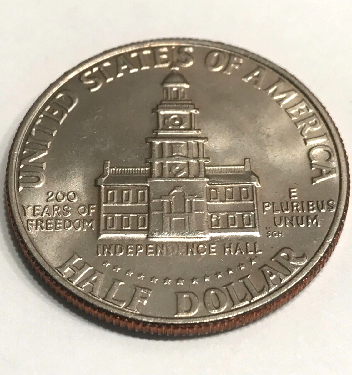 最終価格、Din Don Dan 1776-1976-D Kennedy Bicentennial Half Dollar - REV Ghosting