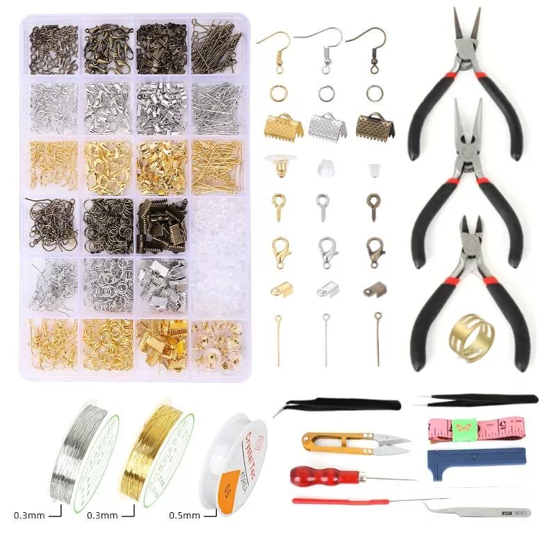 1 set Alloy Accessories Jewelry Set Jewelry Making Tools Open Jump Rings  Lobster Clasp Earring Hook Jewelry Making Supplies Kit