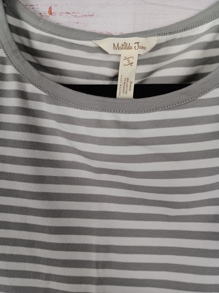 Camiseta Matilda Jane Mujer Pequeña Medida In Love Gris Blanco Rayas K27 Foto 3 de 4
