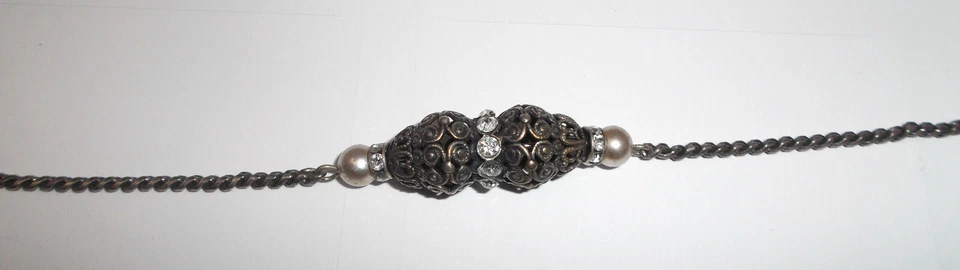 Damen Hals Kette lang Modekette mit Perlen und Strass Lagenlook Trend-142cm lang - Bild 4 von 4