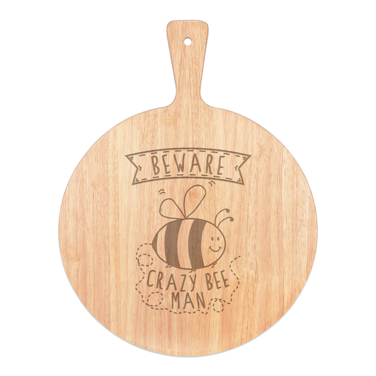 Beware Crazy Bee Man Pizza Board Paddle Wooden Funny Animal Cute Bumble