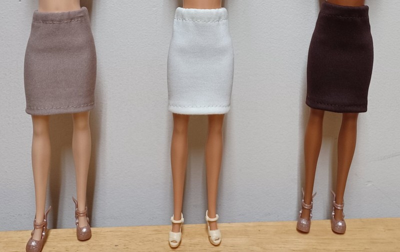 Barbie 11 1/2" Doll Clothing Skirts Qty 3: Tan, Cream, Brown