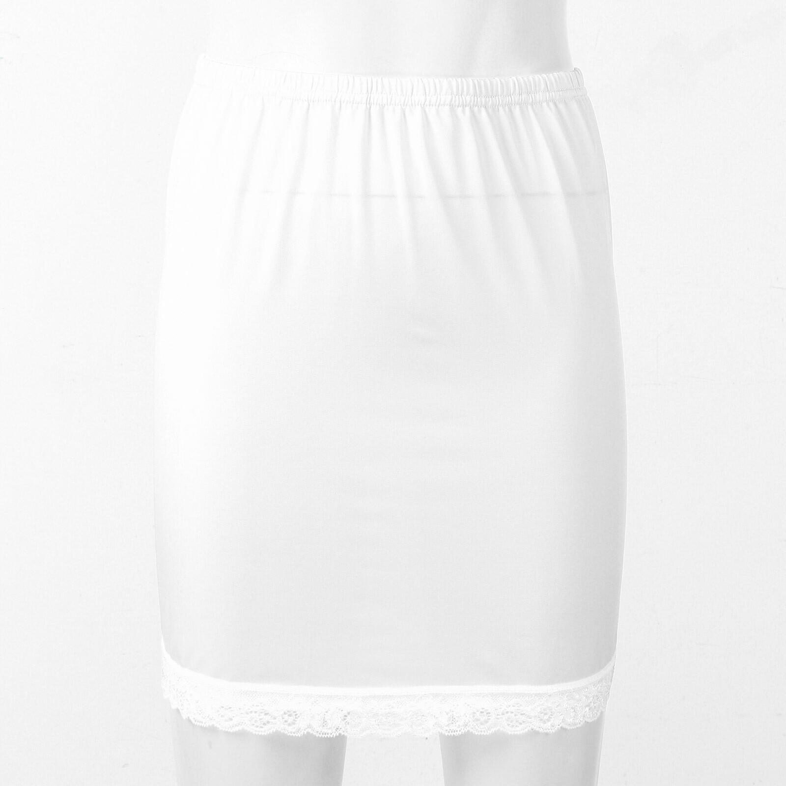 Womens Ladies Nylon Plain Lace Waist Half Slip Underskirt Petticoat A