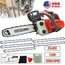 25.4cc Gas Top Handle Chainsaw with 12'' Bar Chain 2-Stroke Engine Cut Tree Wood