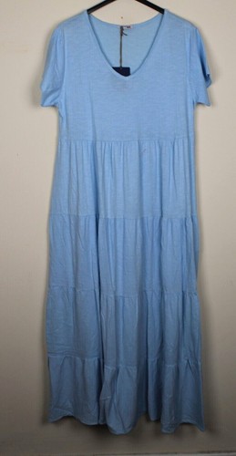 New Ladies Italian Lightweight Lagenlook Plain Cotton Long Kaftan Maxi Dress - Picture 18 of 21