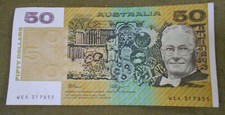 #D360.  1990  FRASER / HIGGINS  AUSTRALIAN  PAPER $50  BANKNOTE - RUNS AVAILABLE