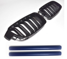 Kühlergrill Front Grill Glanz Schwarz Grill Streben blau passend für BMW F30 F31