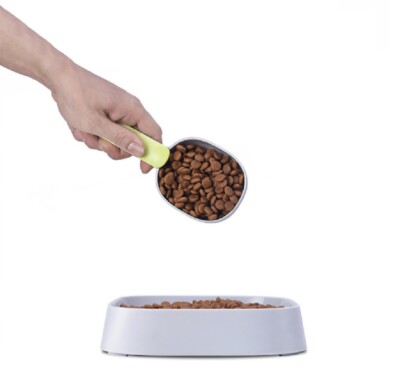 Pet Food Scoop w/ Clip Handle Measuring Cup Bag Sealer for Dog Cat Kibble Treats
