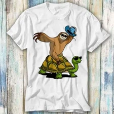 Sloth Cowboy Riding Turtle T Shirt Meme Gift Top Tee Unisex 878
