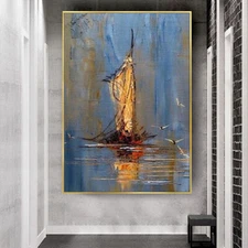 Original Hand Painted Oil Painting Wall Decor Modern Knife Abstract seascape