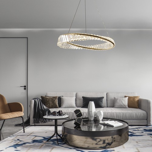 Modern LED Ring Crystal Chandeliers Ceiling Lights Fixtures Pendant Lighting D23 - Picture 10 of 14