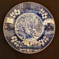 ADAMS Old English Staffordshire Plate Luray Caverns Skyline Flow Blue SOUVENIR