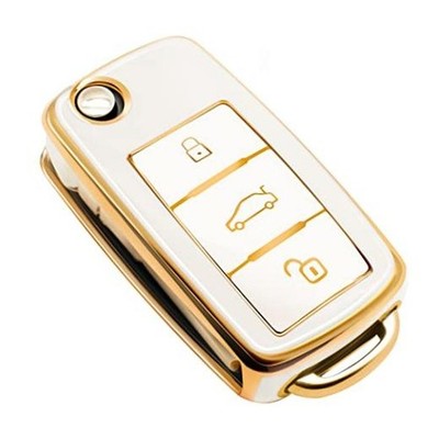Key Fob Cover Compatible with VW Volkswagen Atlas Golf GTI Jetta Passat White
