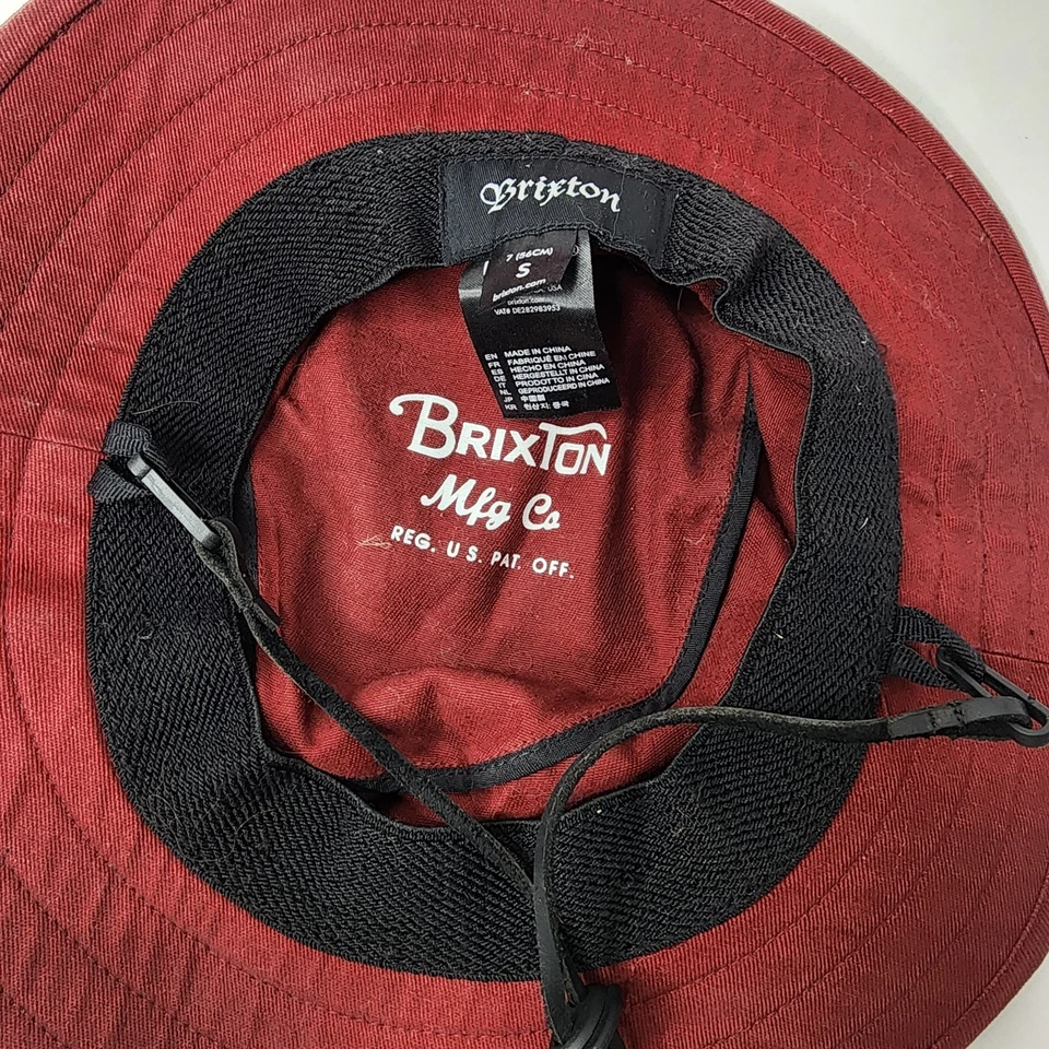 Sombrero de cubo Brixton empacable Suffolk talla pequeña ciruela (granate) barbilla ajustable Str Foto 2 de 4