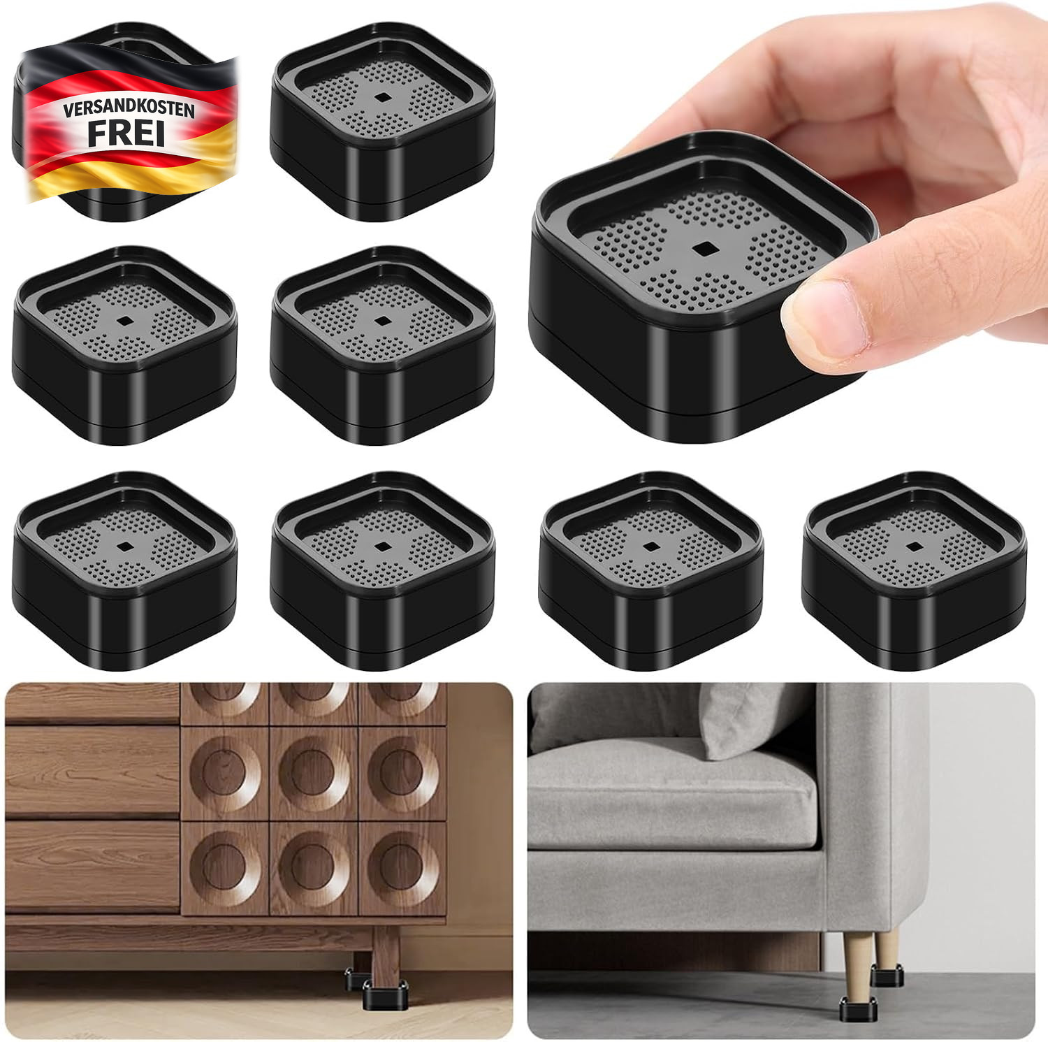Stuhlerhöhung 8 Stück Stapelbar 3,5 cm für Möbel Waschmaschinen Zubehör