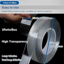 2-Pack Nano Double-Sided Adhesive tape:Removable, Long Each,l for Mounting