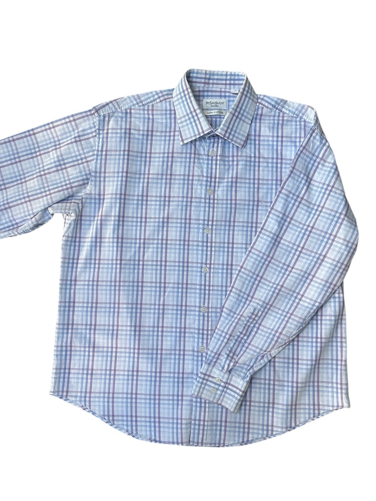 Camicia uomo Yves Saint Laurent Pour Homme YSL manica lunga quadri cotone XL