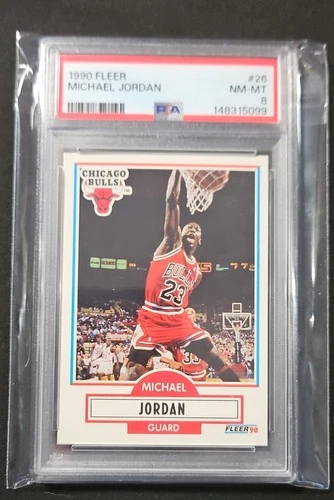 MICHAEL JORDAN 1990-91 FLEER #26 NO BLACK LINE ABOVE INFO PSA 8 NM-MT NEW CERT