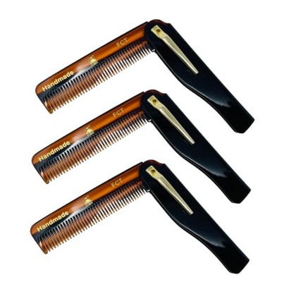 GENTS FCT Folding Pocket Combs for Men & Women - 3 Pack Premium Handmade Anti