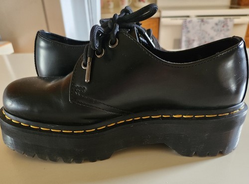 Dr. Martens 1461 Quad Platform Smooth Leather Oxford In Black W Size 8 M Size 7 - Afbeelding 4 van 11
