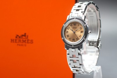Lesen [fast neuwertig] HERMES Clipper CL4.210 lachsrosa Quarz Damenuhr JAPAN